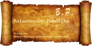 Balassovich Paméla névjegykártya